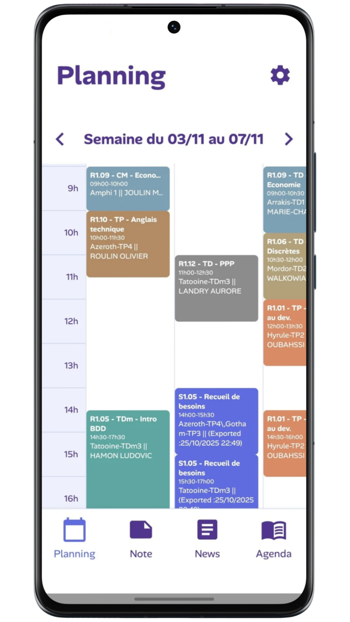 Aperçu de l'application Studiz