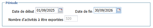 Réglage des dates d'export